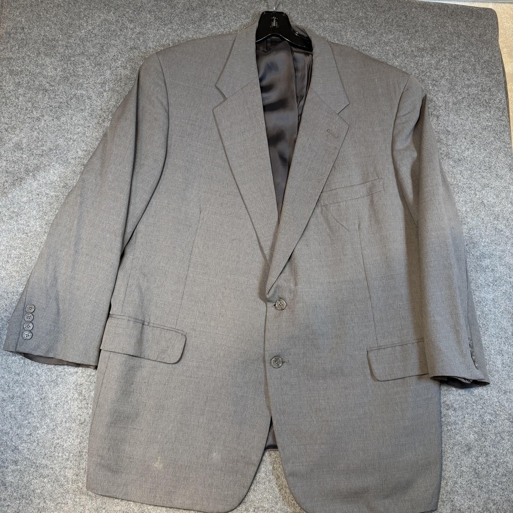 Aquascutum Suit Jacket Mens 48R Gray Classic Fit Two Button Blazer Tailored USA